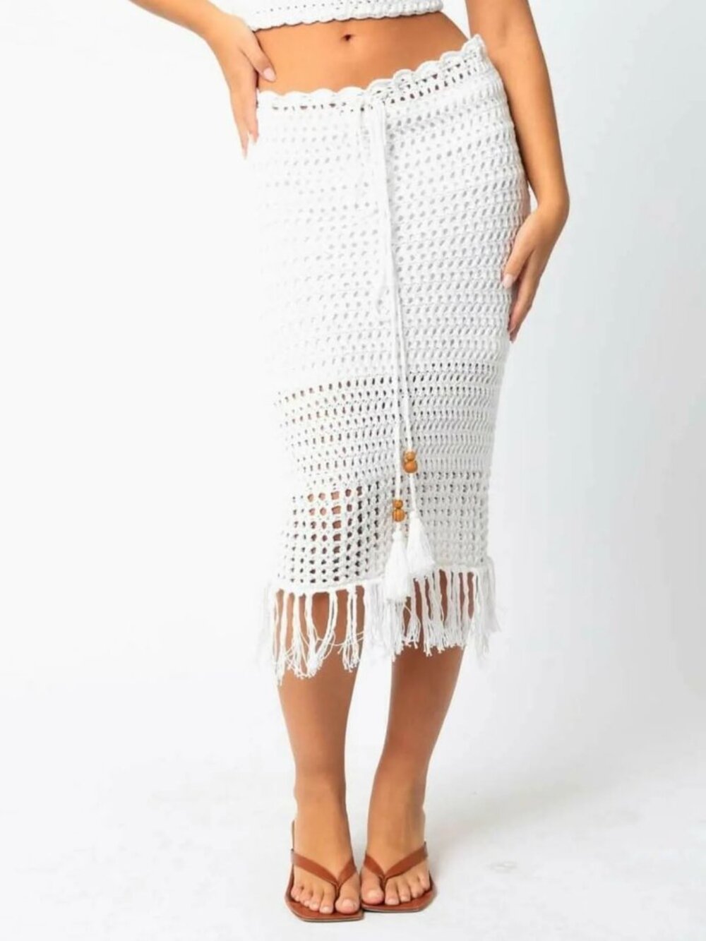 Olivaceous Knit White Cover Up Skirt